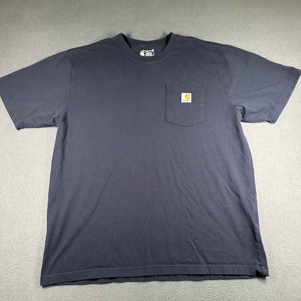 Carhartt Shirt Mens Large Blue K87 Loose Fit Pocket Work Tee Tagless Workwear